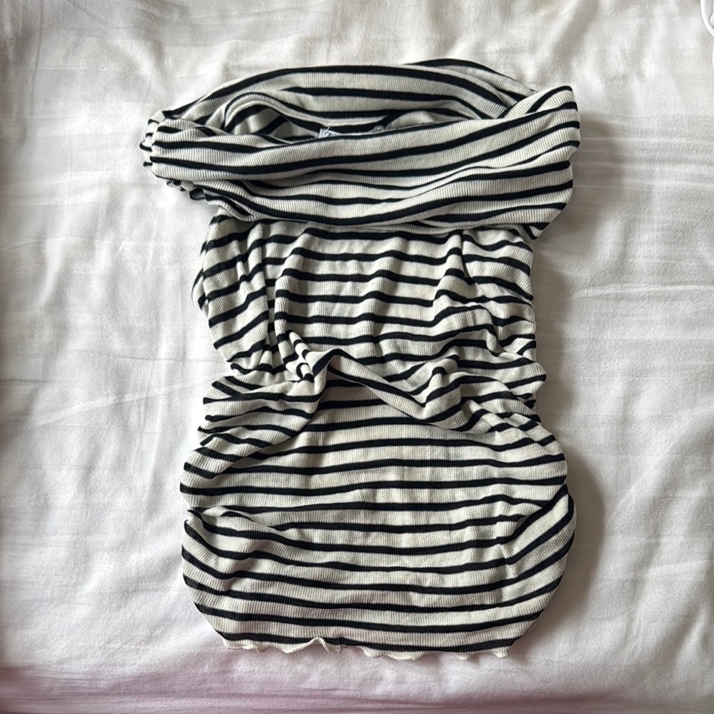 Striped Black and White Tube Top